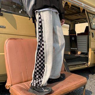 Checkerboard Panel Straight Leg Sweatpants