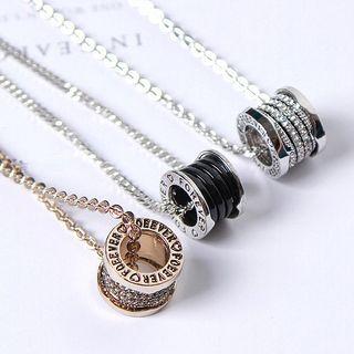 Rhinestone / Ceramic Pendant Stainless Steel Necklace