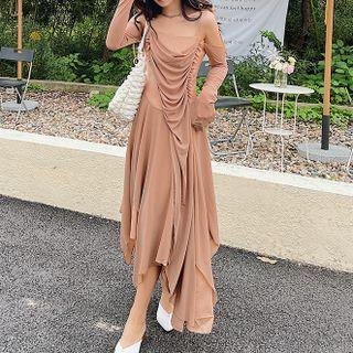 Long-sleeve Cold Shoulder Maxi A-line Dress