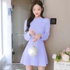 Long-sleeve Plain Knit Qipao Dress
