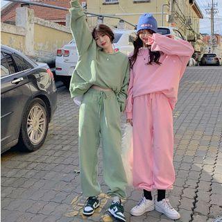 Heart Cutout Sweatshirt / Drawstring Harem Pants