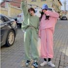 Heart Cutout Sweatshirt / Drawstring Harem Pants