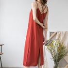 Plain Srtappy Midi Dress Red - One Size