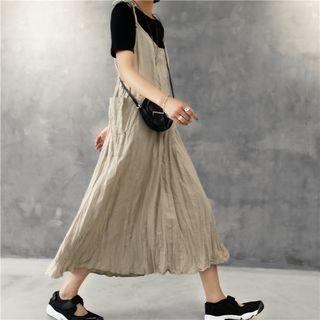 Shoulder-tie Midi Crinkle Dress