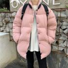 Stand Collar Padded Jacket Pink & Blue - One Size