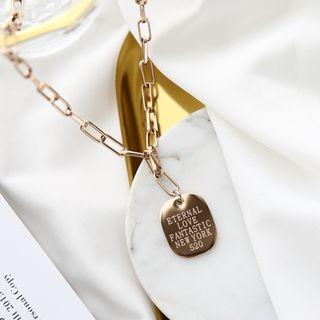 18k Gold Plated Lettering Tag Necklace As Shown In Figure - One Size
