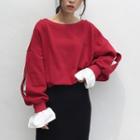 Bell-sleeve Mock-two Loose-fit Sweatshirt