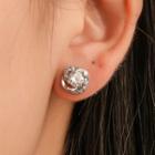 Rhinestone Flower Earring 1 Pair - 4447 - 01 - Platinum -