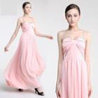 Strappy Pleated Evening Gown