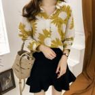 Long-sleeve Flower Print Shirt