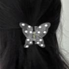 Butterfly Faux Pearl Hair Clamp 2405a - Transparent - One Size