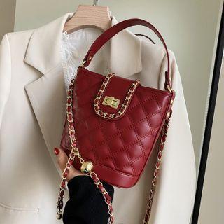Top Handle Chain Quilted Bucket Bag