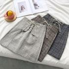 Striped Lace-up High-waist A-line Skirt