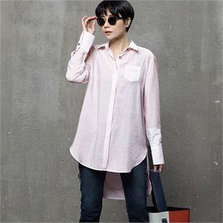 Button-cuff Sip-back Pinstripe Shirt