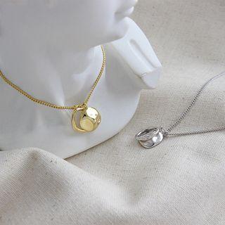 925 Sterling Silver Irregular Hoop & Disc Pendant Necklace