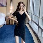 Glitter Short-sleeve Mini T-shirt Dress