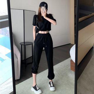 Set: Short-sleeve Sweatshirt + Sweatpants