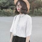 Elbow Sleeve Striped Blouse