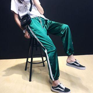 Lightweight Striped Satin Jogger Pants