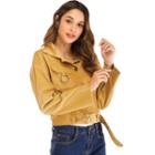 Corduroy Pocket Buttoned Cropped Jack