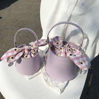 Floral Print Panel Bucket Bag