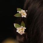 Flower Beaded Hair Stick 1pc - White - One Size