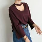 Choker-neck T-shirt