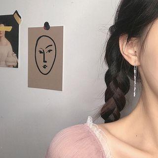 925 Sterling Silver Leaf Dangle Earring 1 Pair - 925 Silver - Thread Through Earring - Leaf - Silver - One Size