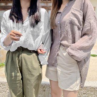 Crinkled Sheer Oversize Shirt
