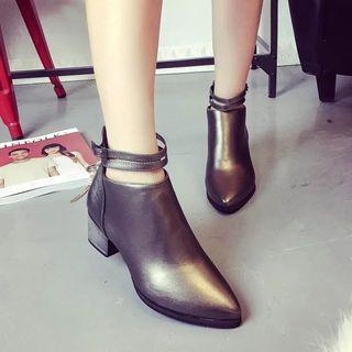 Ankle Strap Pointed Ankle Boots