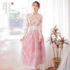 Modern Hanbok Floral Maxi Skirt 3 Pieces Set