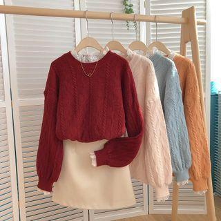 Lace Panel Long Sleeve Sweater