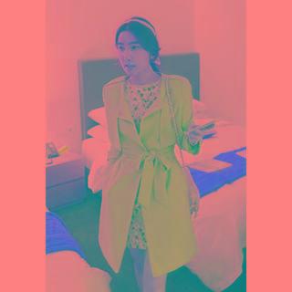 Round-neck Capelet Jacket With Belt