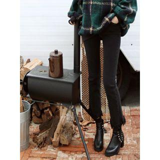 Brushed-fleece Lined Semi Boot-cut Pants