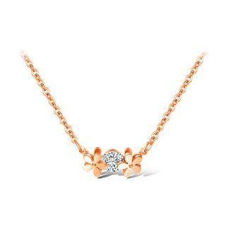 Fashion Elegant Plated Rose Gold 316l Stainless Steel Flower Necklace With Cubic Zircon Rose Gold - One Size