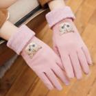 Cat Faux Suede Touchscreen Gloves