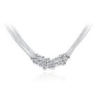 Fashion Simple Geometric Round Bead Six Line Necklace Silver - One Size