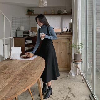 [lovb] Tie-back Long Flared Overall Dress