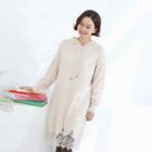 Lace-hem Midi Knit Hoodie Dress