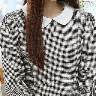 Flap-pocket Houndstooth Shirtdress