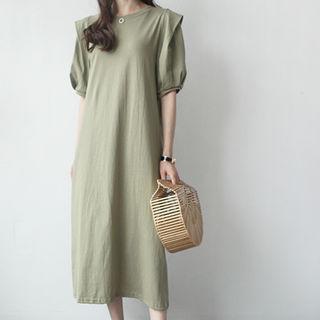 Puff-sleeve Cotton Long Dress