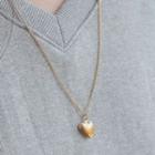 Heart Locket Chain Necklace Gold - One Size