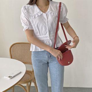 Sailor-collar Lace-trim Blouse One Size