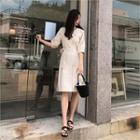 Pleated-sleeve Linen Shirtdress With Sash