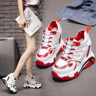 Platform Hidden Wedge Two Tone Sneakers