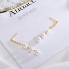 Faux-pearl Earring 1 Pair - Es610 - White Faux Pearl - Gold - One Size