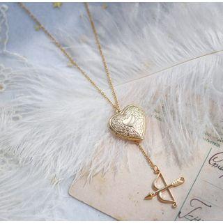 Alloy Arrow & Heart Pendant Necklace As Shown In Figure - One Size