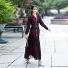 Mock Two-piece Long-sleeve Hanfu Midi Dress