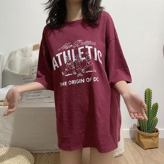 Short-sleeve Lettering Cartoon T-shirt