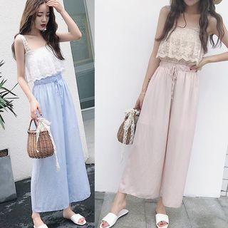 Ewide Leg Pants / Lace Tank Top